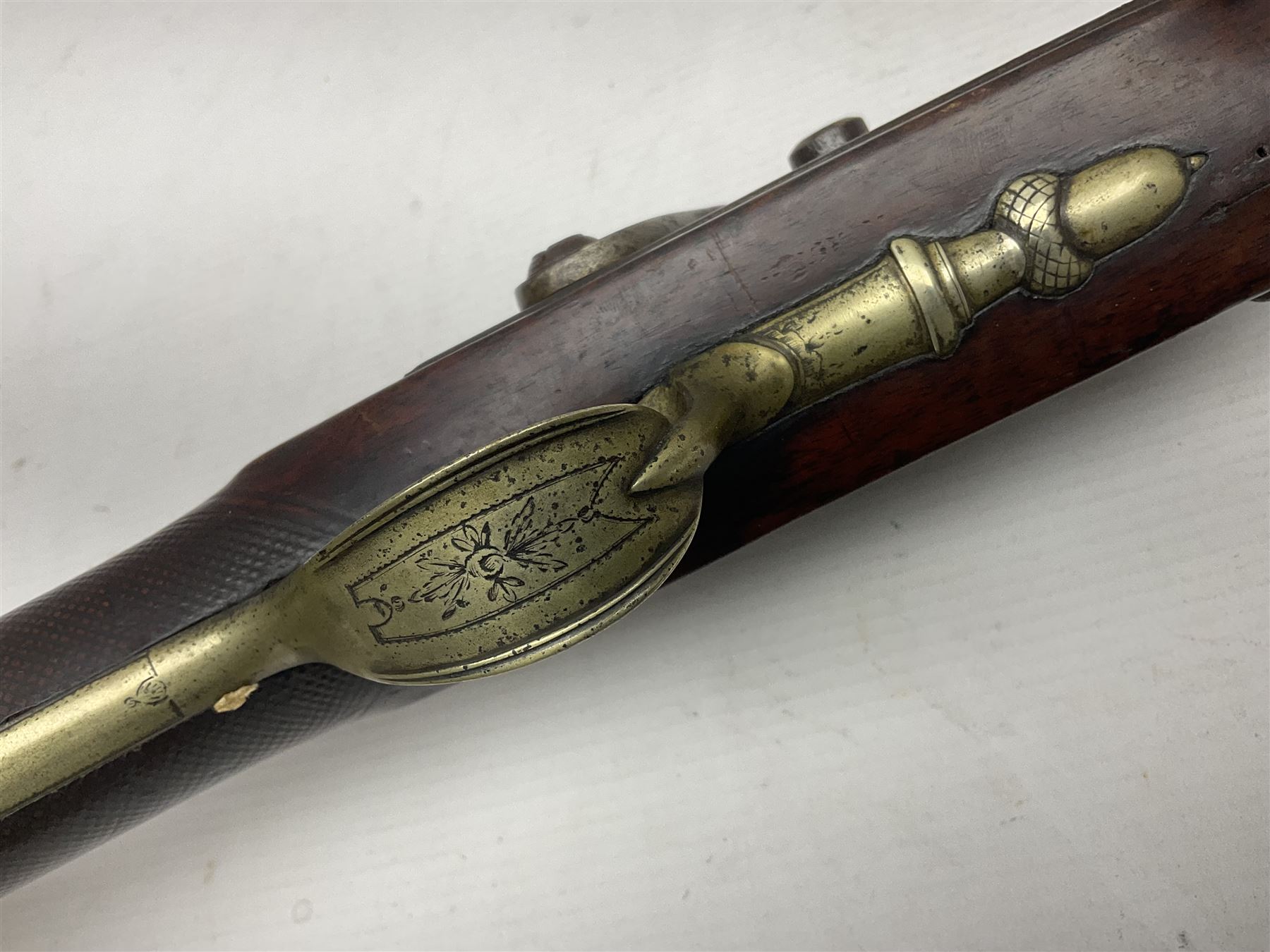 Early 19th century 20-bore flintlock converted to percussion fowling piece by Fisher, the 96.5cm(38