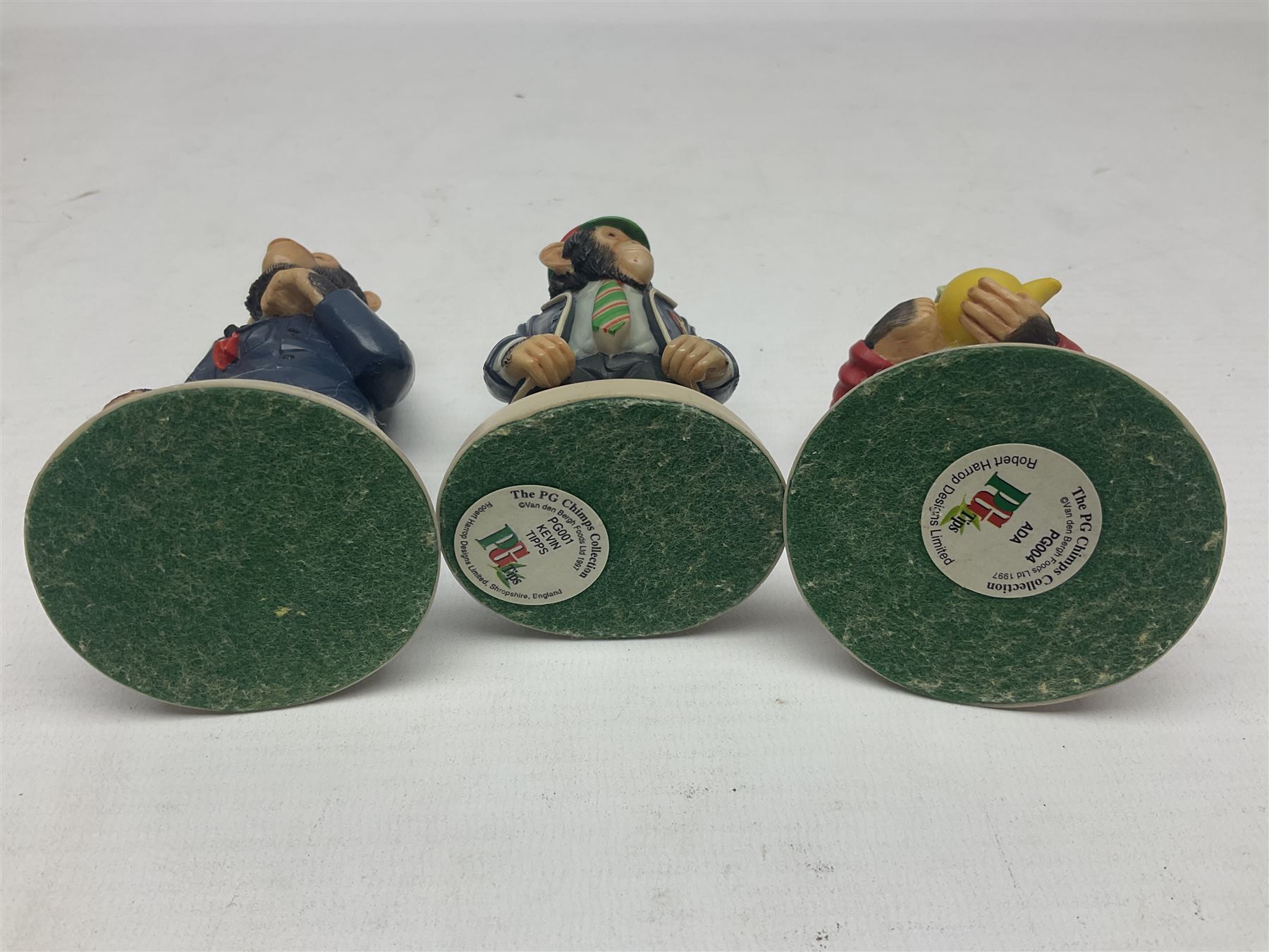 Collection of ten Robert Harrop figures of chimps from The PG Tips Collection, comprising Mr Shifter, Charlie Mr Bodgit, P.C. Gotcha, Arfa T.Leaf, Kevin Tipps, Ada, S.Bend, Dolly and Charlie