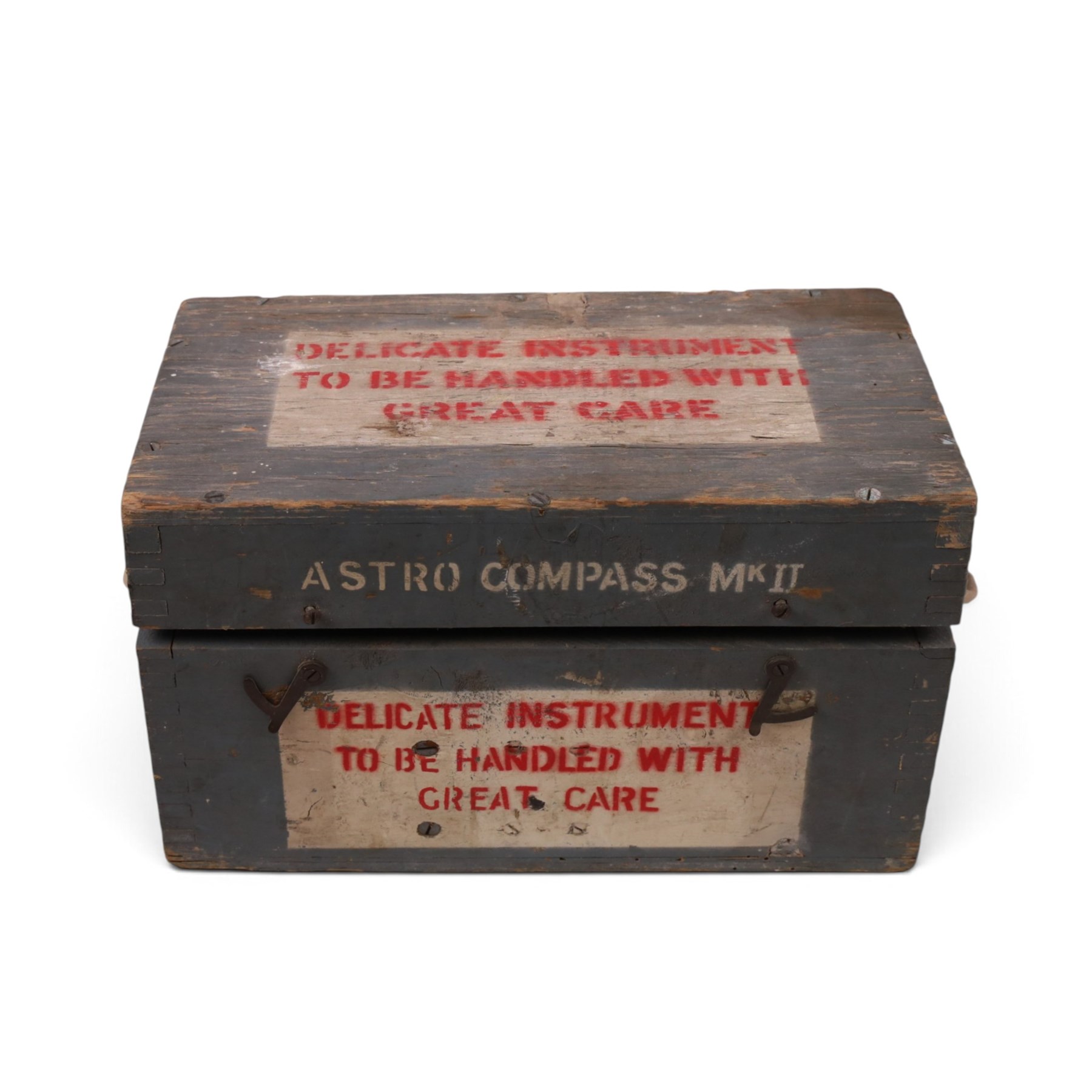 WWII Air Ministry Astro compass MKII, patented '6A/11740 4-P', in wooden case