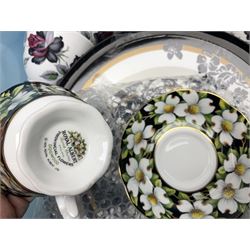 Royal Albert Masquerade pattern tea service for six, together with Royal Albert Dogwood pattern teacup and saucer and Alfred Meakin tea and dinner wares decorated with gilt on cream ground to include lidded tureens and oval serving plates etc in two boxes