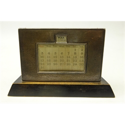  Art Deco silver fronted perpetual desk calendar, by W J Myatt & Co, 1935, L17cm   