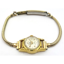  Ladies MuDu 18ct gold wristwatch on plated strap hallmarked   