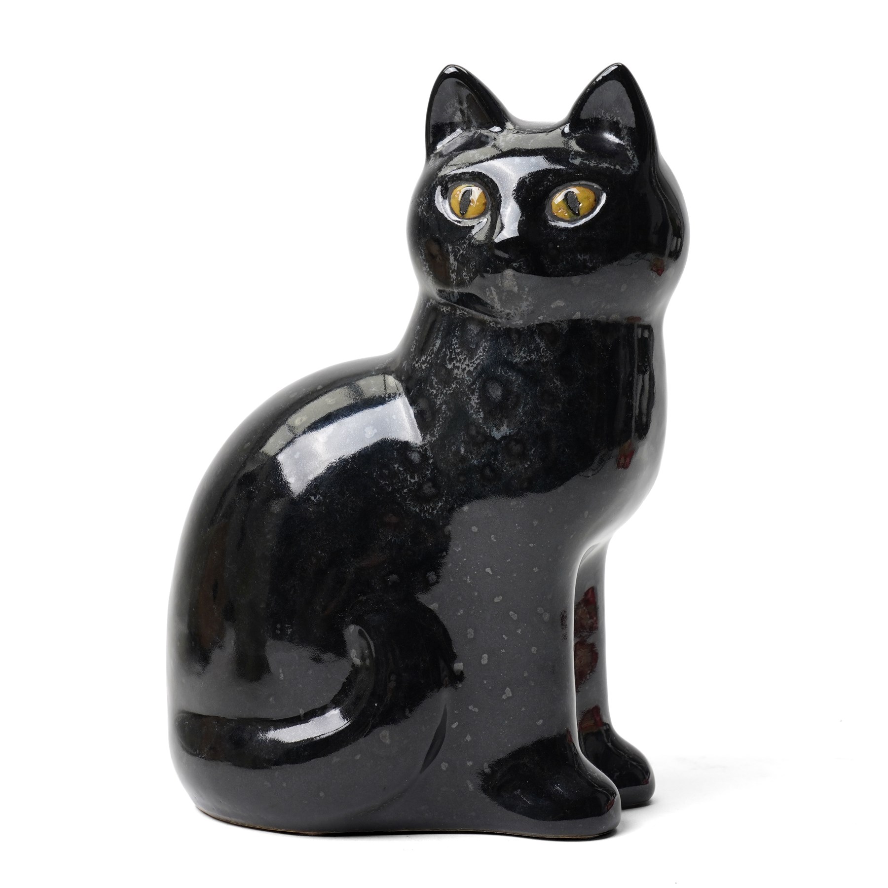 Lisa Larson (1931-2024) for Gustavberg, set of three stoneware cats, in black and grey colourways, larger H35.5cm smaller H21cm (3)