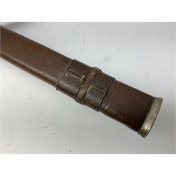 Victorian artillery officer's sword, the 90cm fullered steel blade by E. Thurkle Denmark Street Soho London decorated with Victoria cypher, Regimental crest and 'Royal Artillery', three-bar hilt with stepped pommel and wire-bound fish skin grip; in leather covered scabbard L107cm overall