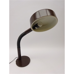  1970s Dutch 'Hala Zeist' adjustable desk lamp, brown finish, possibly designed by H.Th.J.A. Busquet, H74cm max   