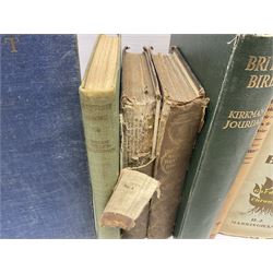 Books - Natural History - Robert Mudie, Mudies British Birds, The Feathered Tribes of the British Isles, two volumes, second edition, Whittaker & Co., Ave Maria Lane, London, 1735, chromolithographic plates, Peter Scott, Morning Flight, A Book of Wildfowl, Hazell, Watson & Viney Ltd, London and Aylesbury, 1947, F B Kirkman & F C R Jourdain, British Birds, London T C & E C jack Limited, Edinburgh, 1932, plus other examples on ornithology, (7)


