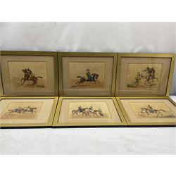 By and after Henry Thomas Alken (British 1785-1851): Arabian War Horses, set six engravings with hand-colouring pub. Hay Market 1820, 19cm x 25cm (6)