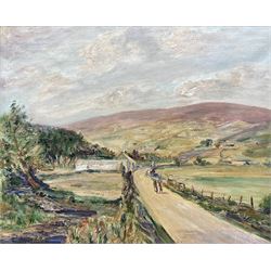Attrib. Charles McAuley (Irish 1910-1999): 'A Walk in the Glens of Antrim', oil on canvas bears signature, titled verso 44cm x 54cm