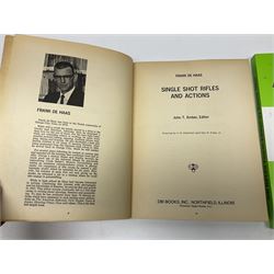 Collection of books, pamphlets and catalogues on guns and shooting including Colin Greenwood: Rook & Rabbit Rifle. 2006; Frank de Haas: Bolt Action Rifles. 1984 and Single Shot Rifles and Actions. 1969; Ian Skinnerton: .577 Snider-Enfield Rifles and Carbines. 2003 and two Small Arms Identification Series booklets; two Collectors Guides on Air Rifles by D.E. Hiller etc; and Bruce Bairnsfather Bystander's Fragments From France No.4