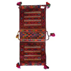 North East Persian Turkoman saddle bag, traditional double pouch form, each panel with mad...