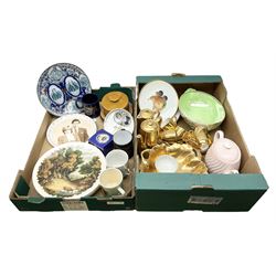 Quantity of ceramics to include Royal Worcester coffee service for six, Maling Peony Rose lustre bowl, Hornsea, commemorative ware, other tea ware and ceramics in two boxes