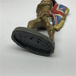 Eight Elastolin British soldiers and wartime figures, including nurse, injured soldier on stretcher, soldier with dog, etc, tallest 11cm