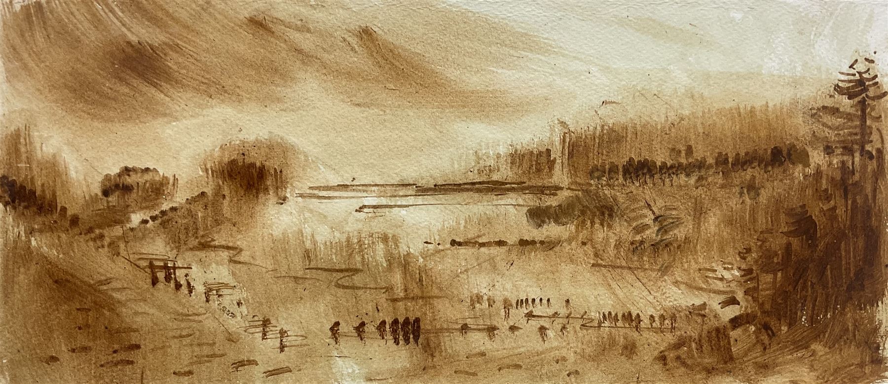 Kane Cunningham (British 1961-): 'Northdale towards Rosedale', limonite on paper, signed and titled verso 19cm x 43cm