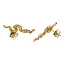 Pair of gilt Vivienne Westwood snake stud earrings