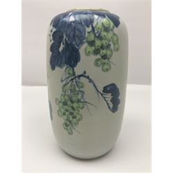 Chinese vase, decorated with vines and grapes and signed beneath, together with Chinese tea set of hexagonal form, comprising teapot and stand and six cups, vase H30cm