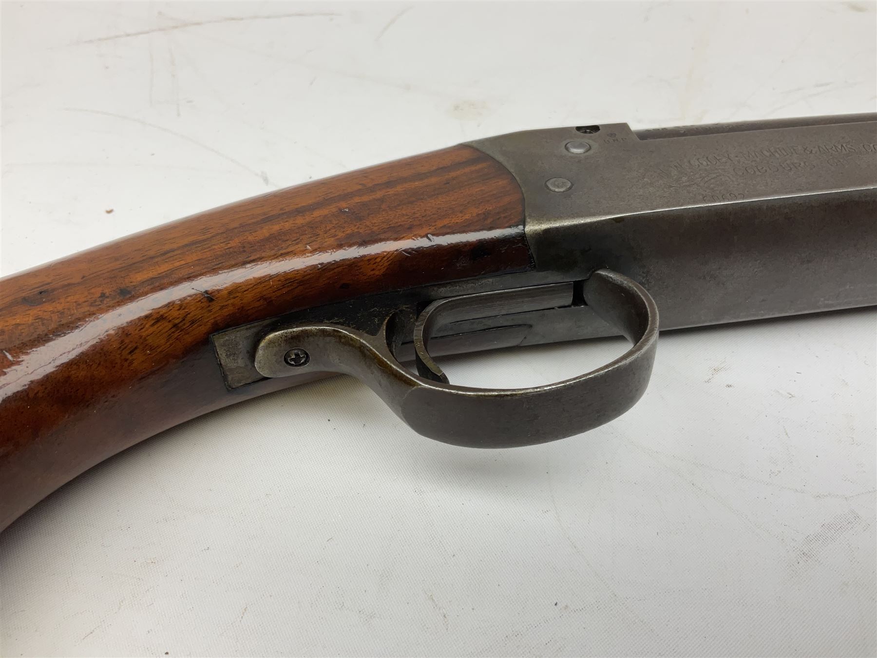 Canadian Cooey Model 84 .410 single barrel shotgun, the 66cm barrel with top lever opening and reduced walnut stock No.60692 L102cm overall SHOTGUN LICENCE REQUIRED