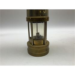 Ships mast head, copper anchor light, by Seahorse, wired for electricity, together with Protector Lamp & Lighting Co Ltd miner's safety lamp, type 6 and J.M.W Ltd, miner's safety lamp,  type No. 1A