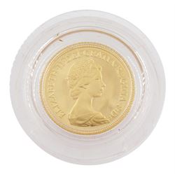 Queen Elizabeth II 1980 gold proof half sovereign coin, cased with certificate