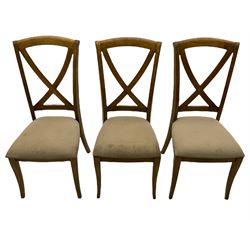 Willis & Gambier - mango wood and flagstone extending dining table with additional leaf, and set six dining chairs 