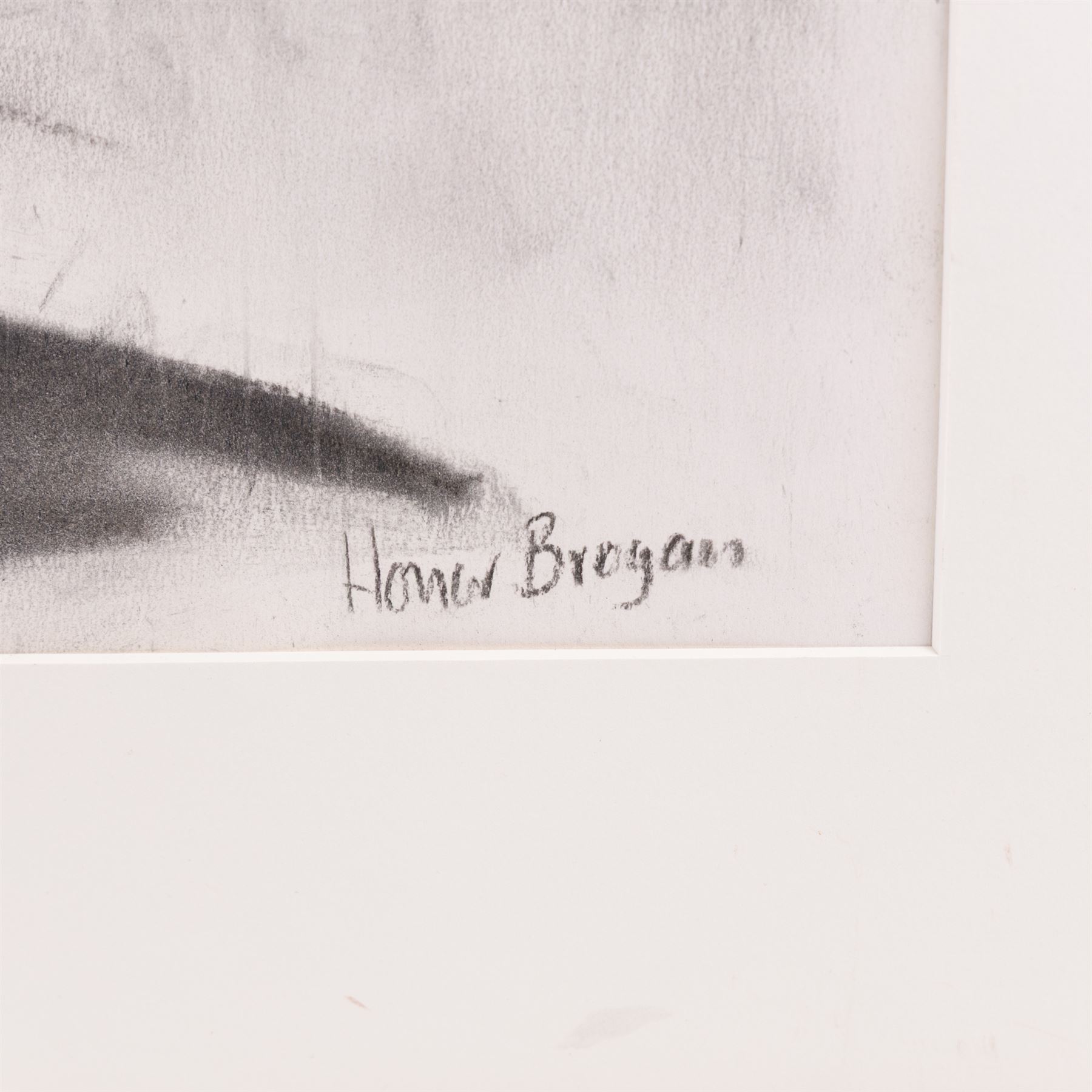 Honor Brogan (British Contemporary): 'Lichfield Cathedral - West Front', charcoal signed, titled and dated 2001 on exhibition label verso 83cm x 58cm
