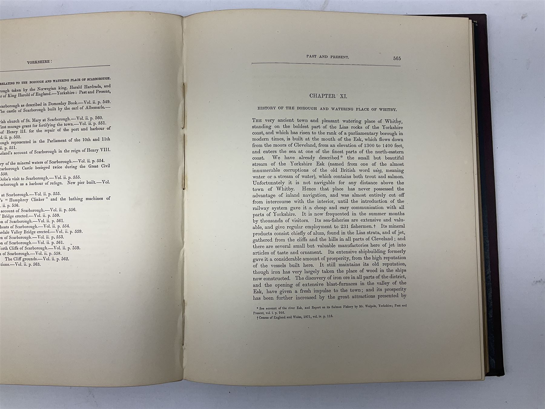 Baines Thomas: Yorkshire, Past and Present. Four volumes. Engraved plates. Decorative maroon cloth/gilt binding with all edges gilt.
