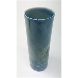 Royal Doulton Titanian Ware vase, painted by Harry Allen, of cylindrical form decorated with a Kingfisher perched upon a branch beneath a crescent moon, signed H. Allen, with printed mark beneath and painted mark 'Kingfisher 2846', H21cm