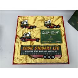 Corgi Eddie Stobart - two limited edition sets; CC99155 'Scania @ Stobart'; and CC86610 'The Eddie Stobart Story'; both boxed (2)