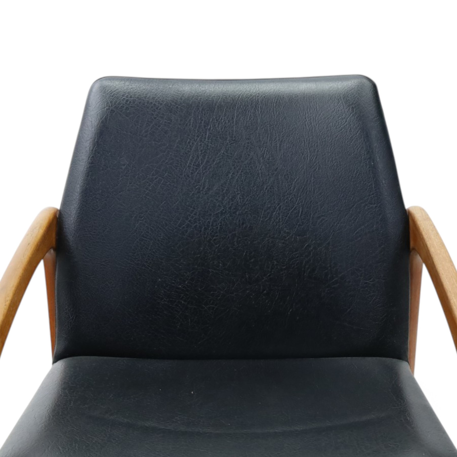 Henning Kjaernulf (1911–1975) for Korup Stolefabrik - Danish mid-century teak framed model 23 chair with black leatherette upholstery