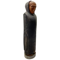 John Bunting FRBS, FRCA (1927-2002): Carved sculpture of a standing Monk in ebonised robes