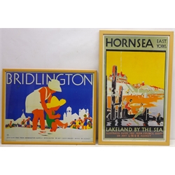  'Hornsea', 20th century reproduction Railway poster originally designed by Harry Hudson Rodmell (British 1896 - 1984) 59cm x 36cm and one other LNER 'Bridlington', 39cm x 49cm (2)  
