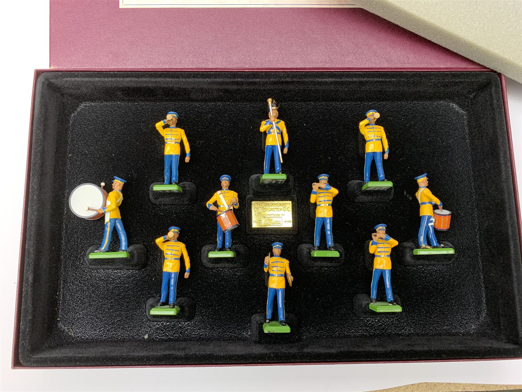 Britains - three limited edition sets of soldiers comprising Royal Irish Rangers No.935/5000, The 22nd Cheshire Regiment 300 Year Anniversary No.2313/7000 and The United States Army Band of Washington D.C., 'Pershings Own ' in the famous 1954 'Yellow Jackets' No.2706/5000; all mint and boxed (3)