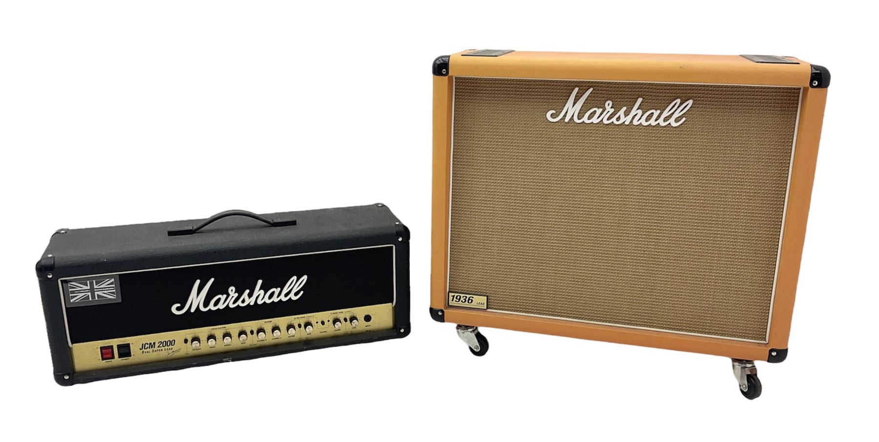 Marshall JCM 2000 dual super lead guitar amplifier head and a Marshall 1936 lead 2x12 speaker cabinet (2)