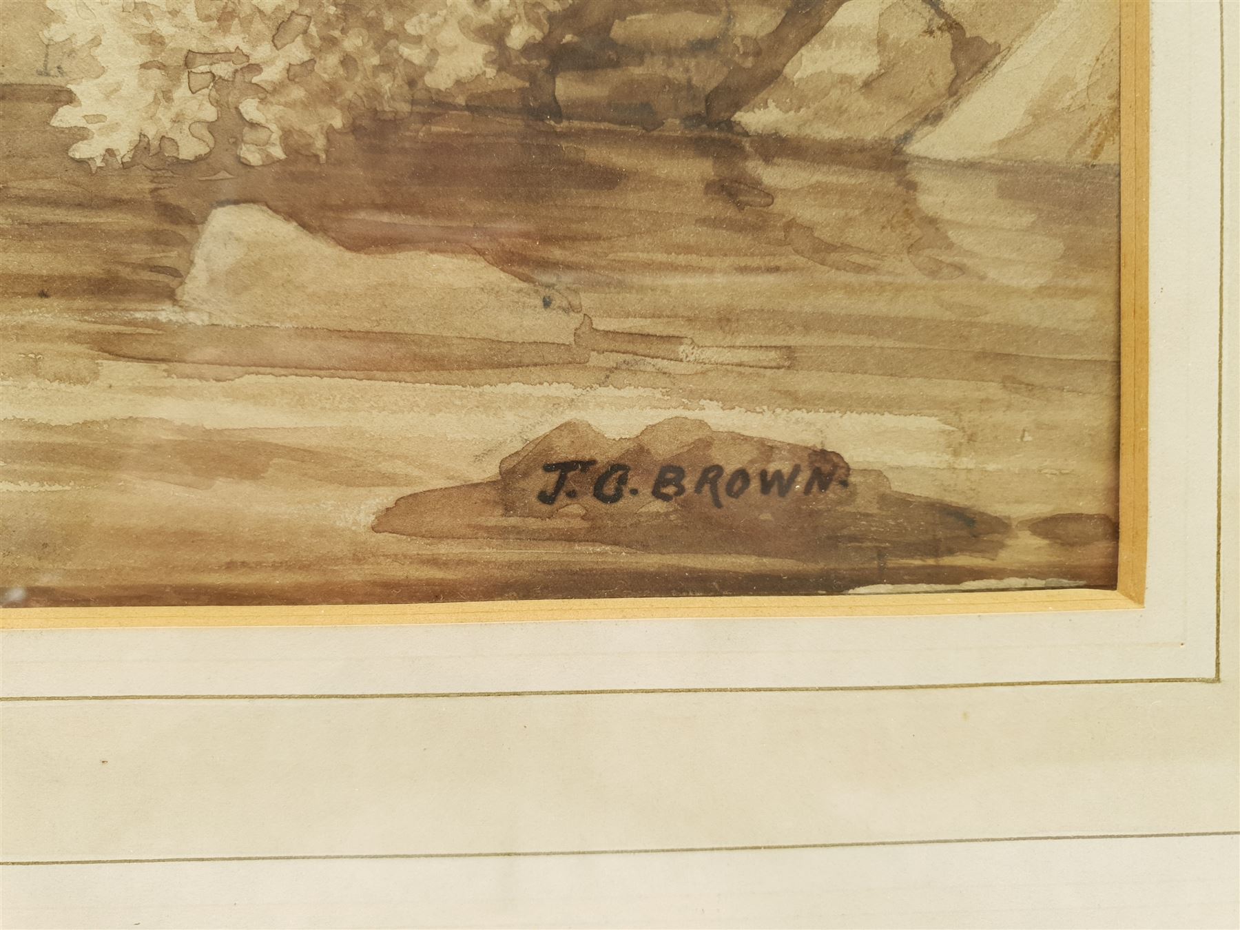 J Brown (British 19th century): 'Ivy Bridge Near Plymouth', monochrome watercolour signed and dated 1823, 29cm x 39cm