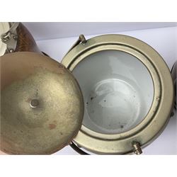 Five early 20th century biscuit barrels with silver-plated mounts, one made from Mahogany from HMS Hindustan