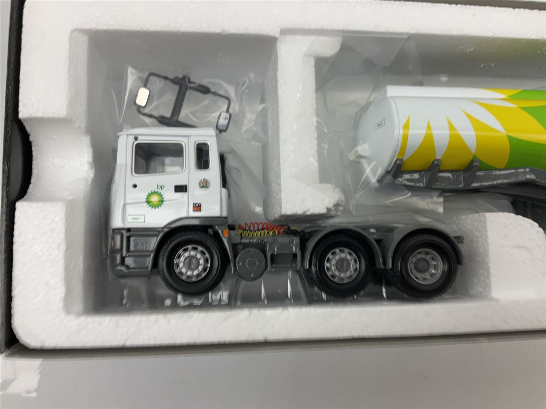 Three Corgi 1:50 scale lorries - Gold Star Special ERF EC Petrol Tanker - BP No.CC11907; limited edition Knights of Old 50th Anniversary 1953-2003 Scania Topline Curtainside No.12911; and limited edition Volvo FH Fridge Trailer - Van der Kwaak No.CC12419; all boxed (3)