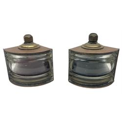 Pair of ‘Starboard’ and ‘Port’ copper ship lamps of bow-fronted triangular form by Simpson Lawrence of Glasgow