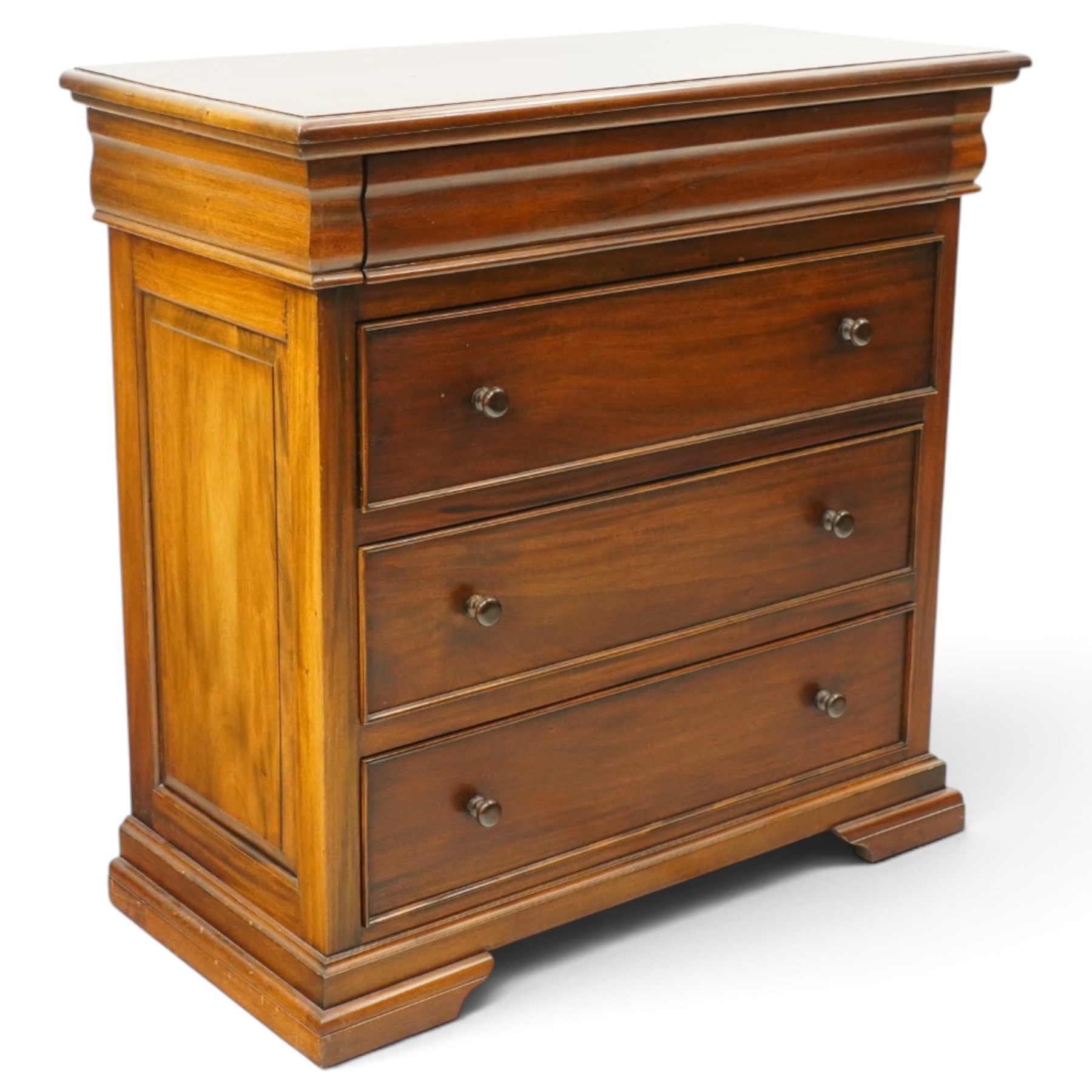 Barker & Stonehouse - 'Grosvenor' contemporary hardwood chest, rectangular top over shaped cushion drawer and three long cock-beaded drawers, on shaped bracket feet