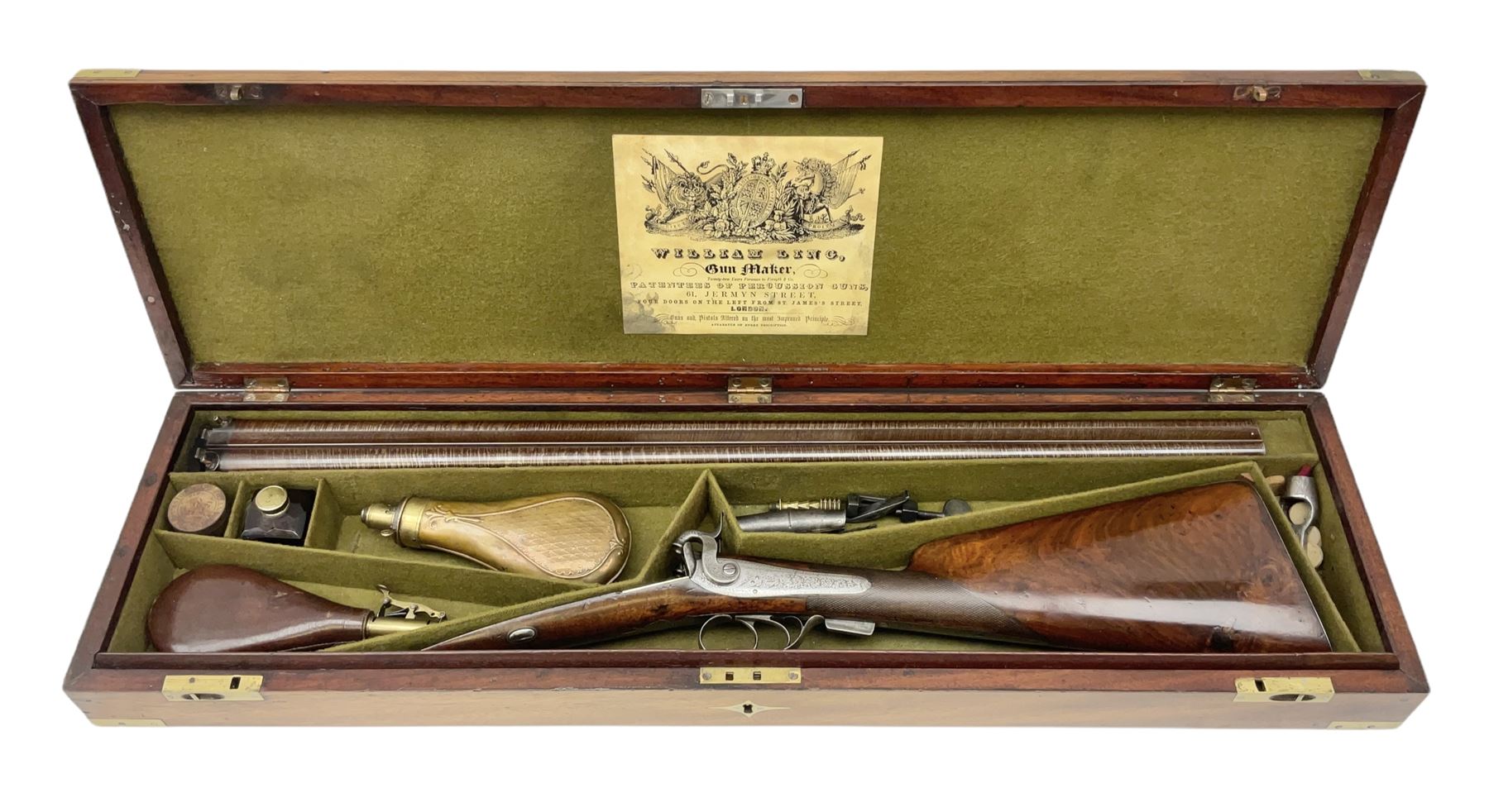 William Ling of London 15-bore double barrel side-by-side percussion shotgun, No.168, the 74cm (29