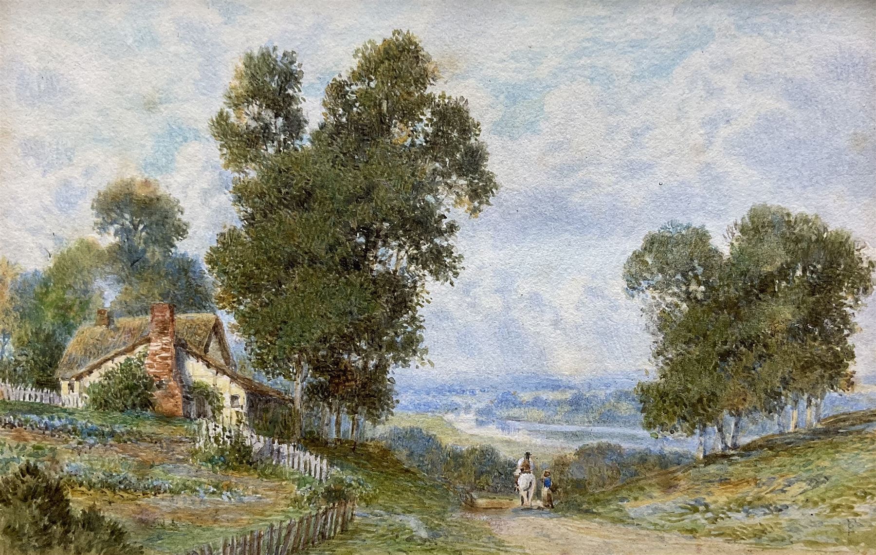 Myles Birket Foster RWS (British 1825-1899): Riders on a Country Lane, watercolour signed with monogram 9cm x 13cm
