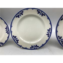 Burgess and Leigh Middleport pottery dinner wares decorated in the ‘Milford’ pattern, to include lidded tureens, graduated meat plates, dinner plates etc 