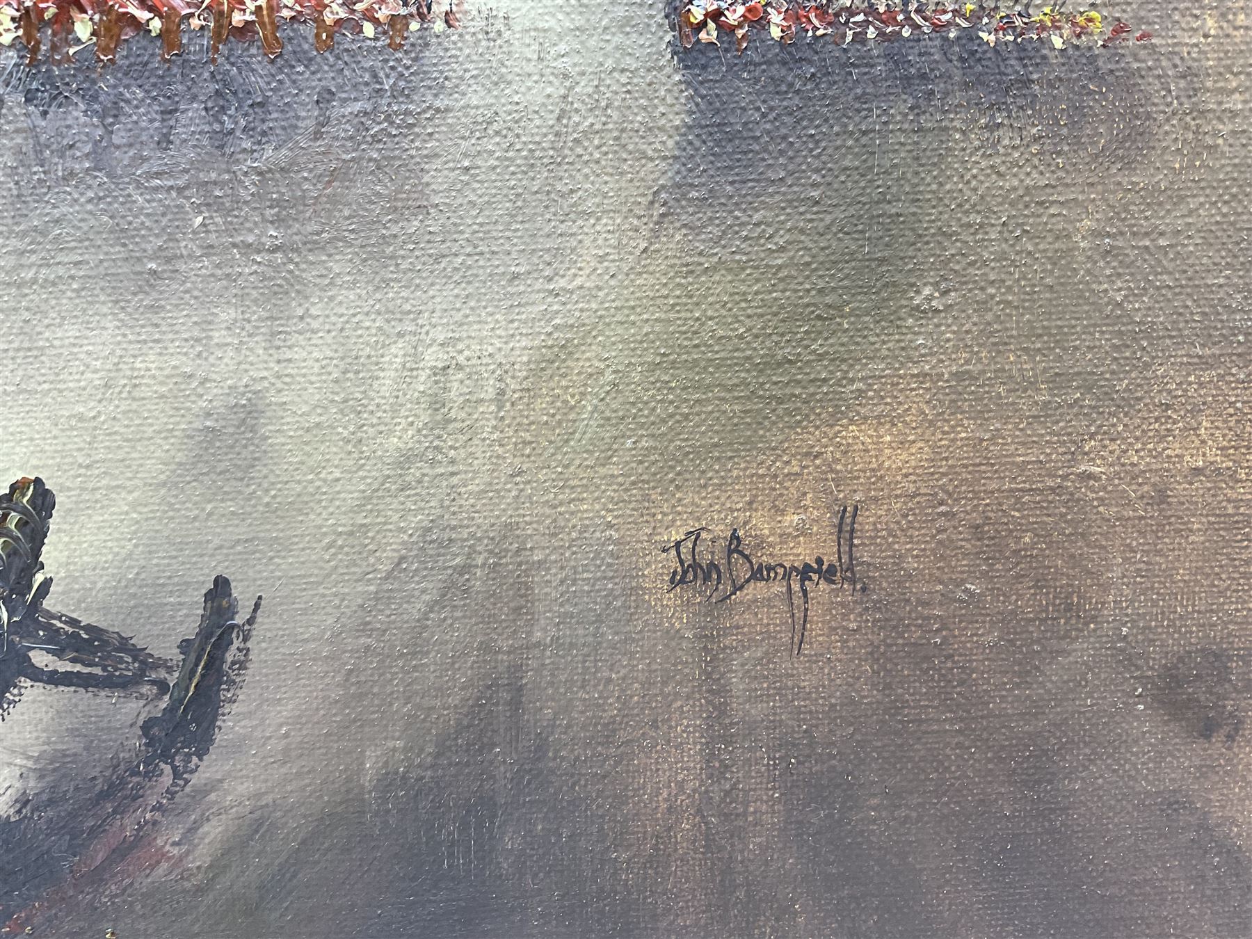 John Bampfield (British 1947-): The Charge of the Light Brigade, oil on canvas signed, 51cm x 76cm (unframed)