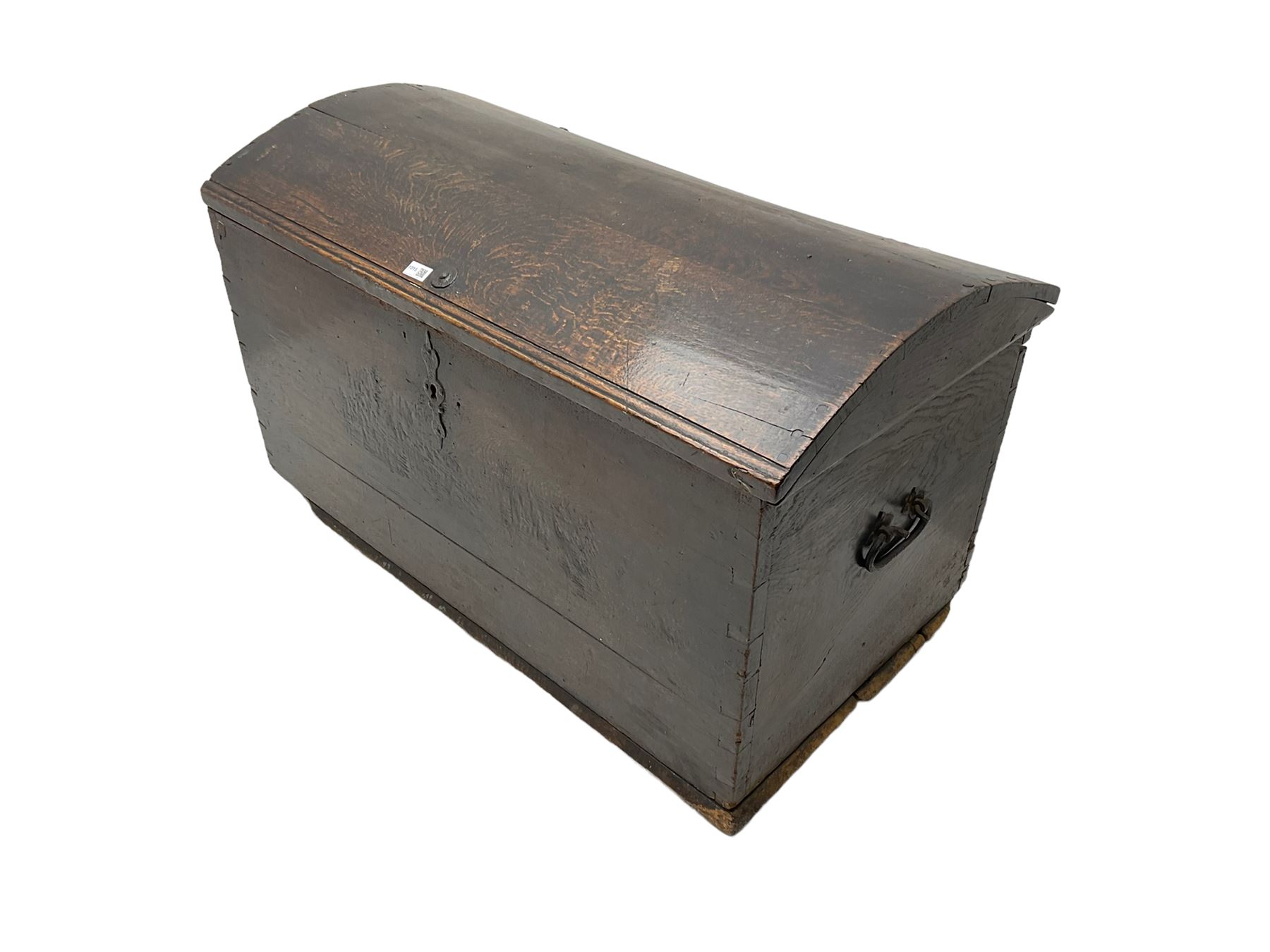18th century oak blanket chest, hinged dome lid concealing fitted candle box 