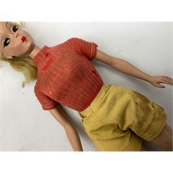 1950s fashion doll reputedly used for advertising children's wellingtons in a shoe shop window H30cm; and two soft toys (3)
