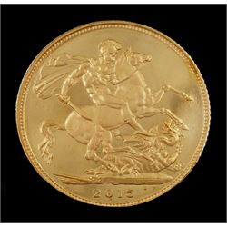 Queen Elizabeth II 2015 gold proof full sovereign coin, cased 