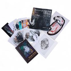 Four signed Maggi Hambling books, comprising George Always, War Requiem & Aftermath, Henrietta Moraes Drawings by Maggi Hambling and An Eye Through a Decade, together with nine signed Maggi Hambling postcards