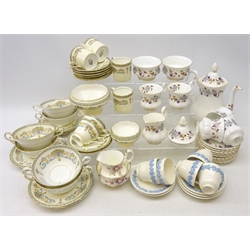  Royal Albert 'Lorraine' pattern coffee set for five, Aynsley 'Henley' pattern coffee cans & saucers, soup bowls etc, five Wedgwood embossed Queens Ware coffee cups & saucers etc   
