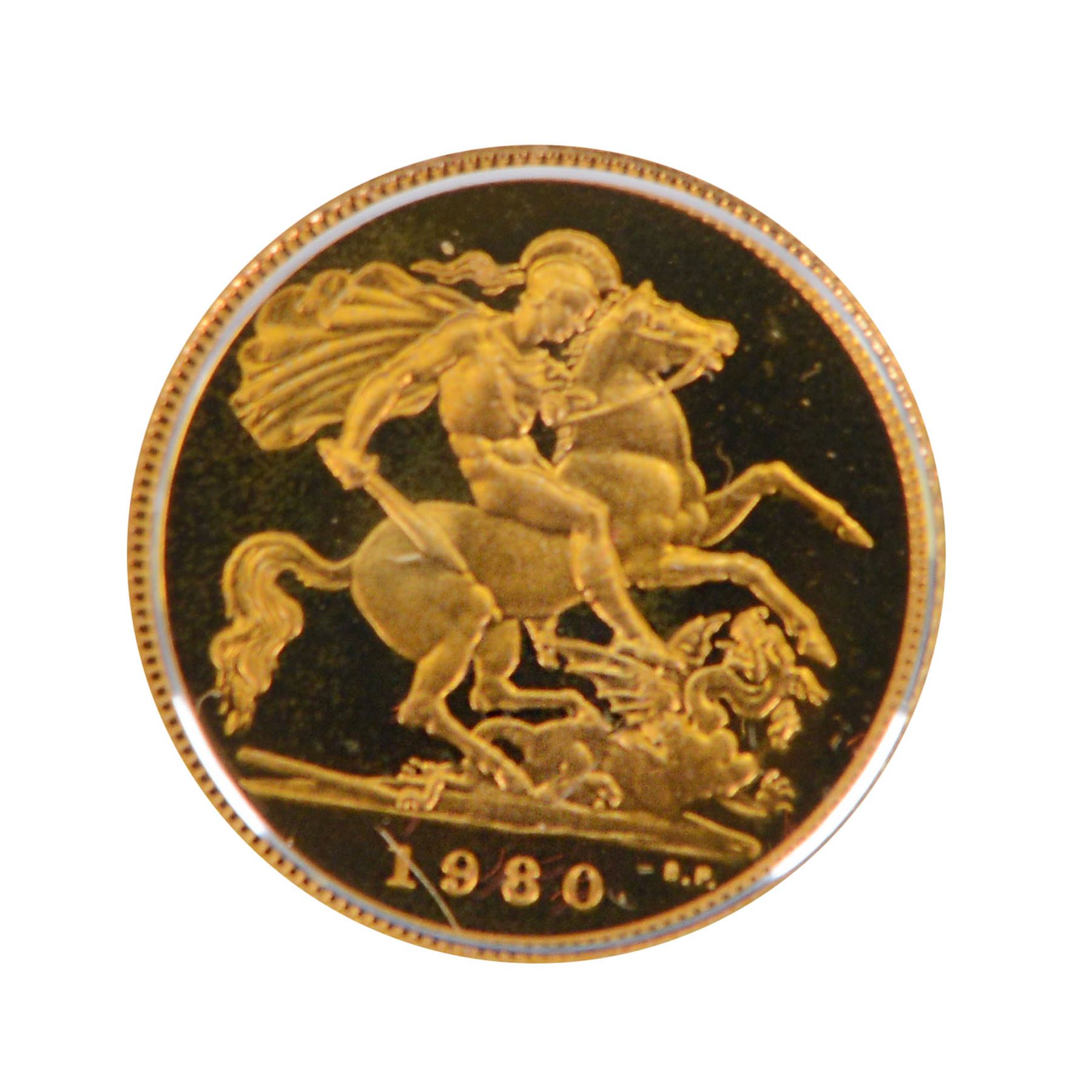 Queen Elizabeth II 1980 gold proof half sovereign coin, cased with certificate