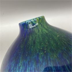 Boch Freres vase, of baluster form, with mottled blue/green glaze, H20cm