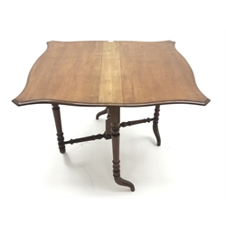  Victorian mahogany Pembroke table, shaped moulded top, turned supports, W92cm, H72cm, D100cm  