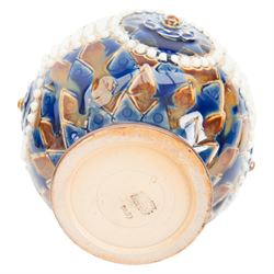 Doulton Lambeth ewer, together with a mustard pot and jar and vase, ewer H16cm 